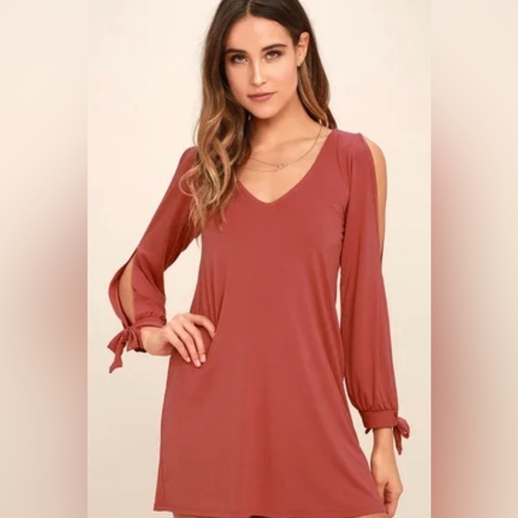 Lulus Glory of Love Rusty Rose Shift Dress Size Medium - Picture 1 of 9